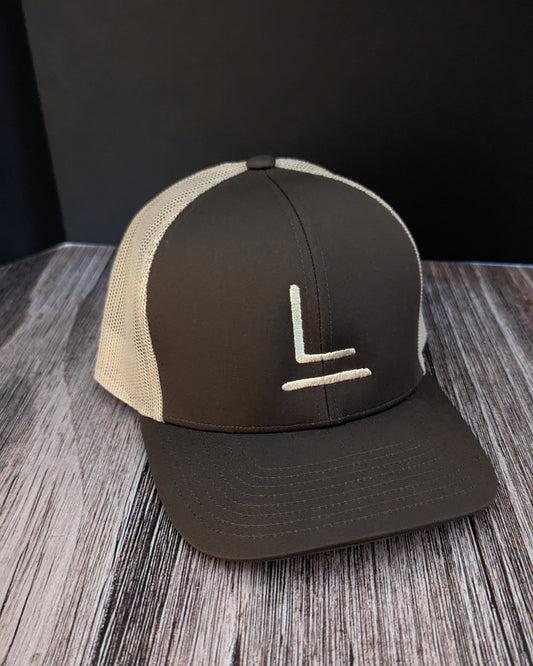 L Bar Ranch - Brown and Tan Trucker Hat